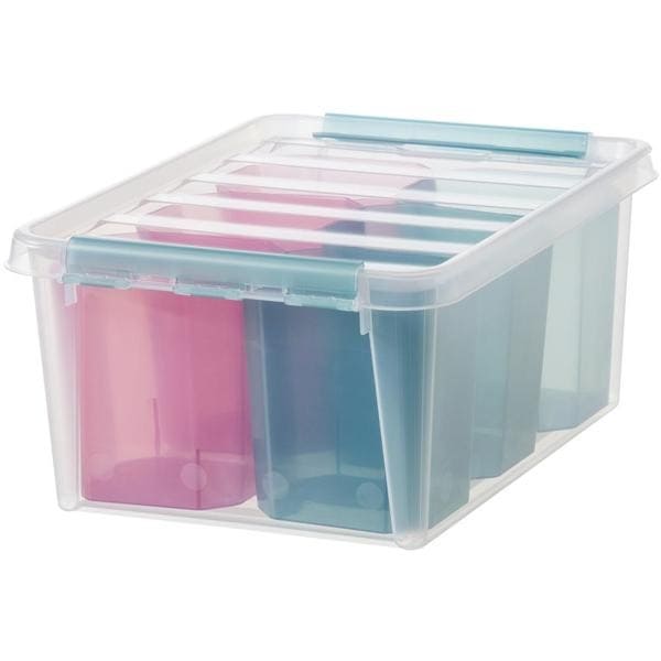 Boîte transparente avec 6 casiers de couleurs et couvercle